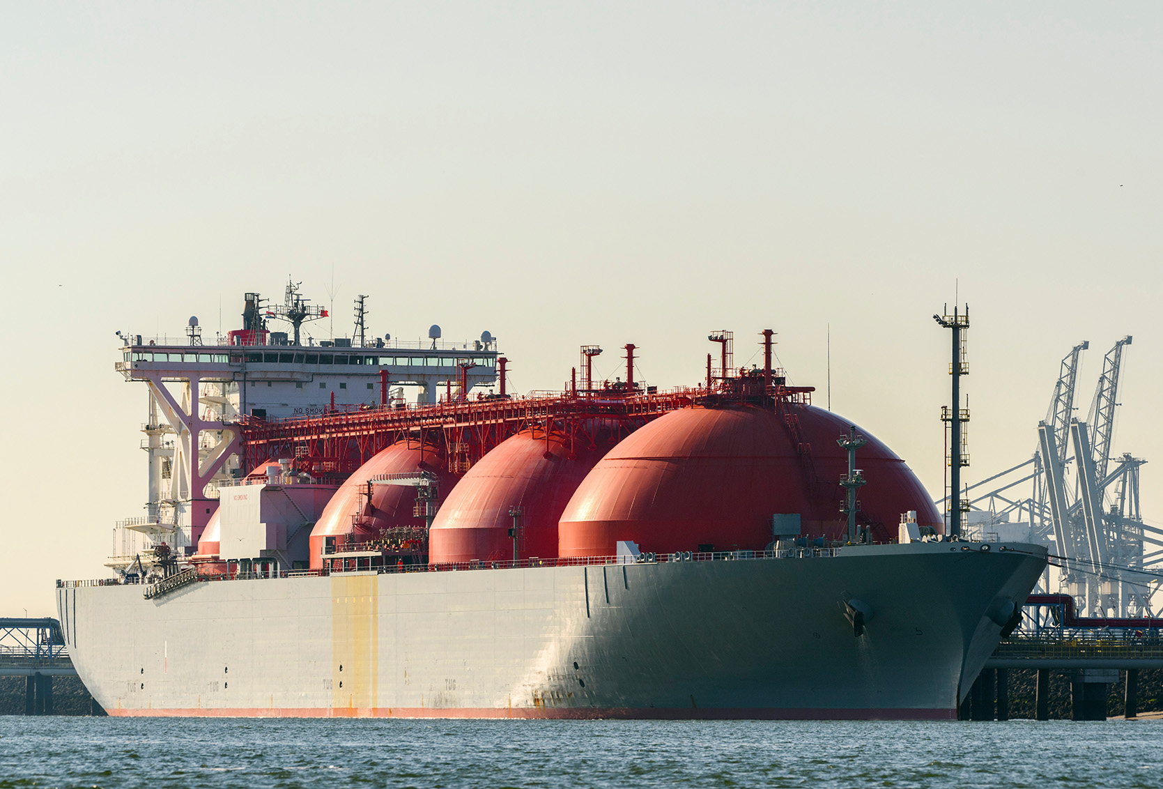 A large ship near the docks