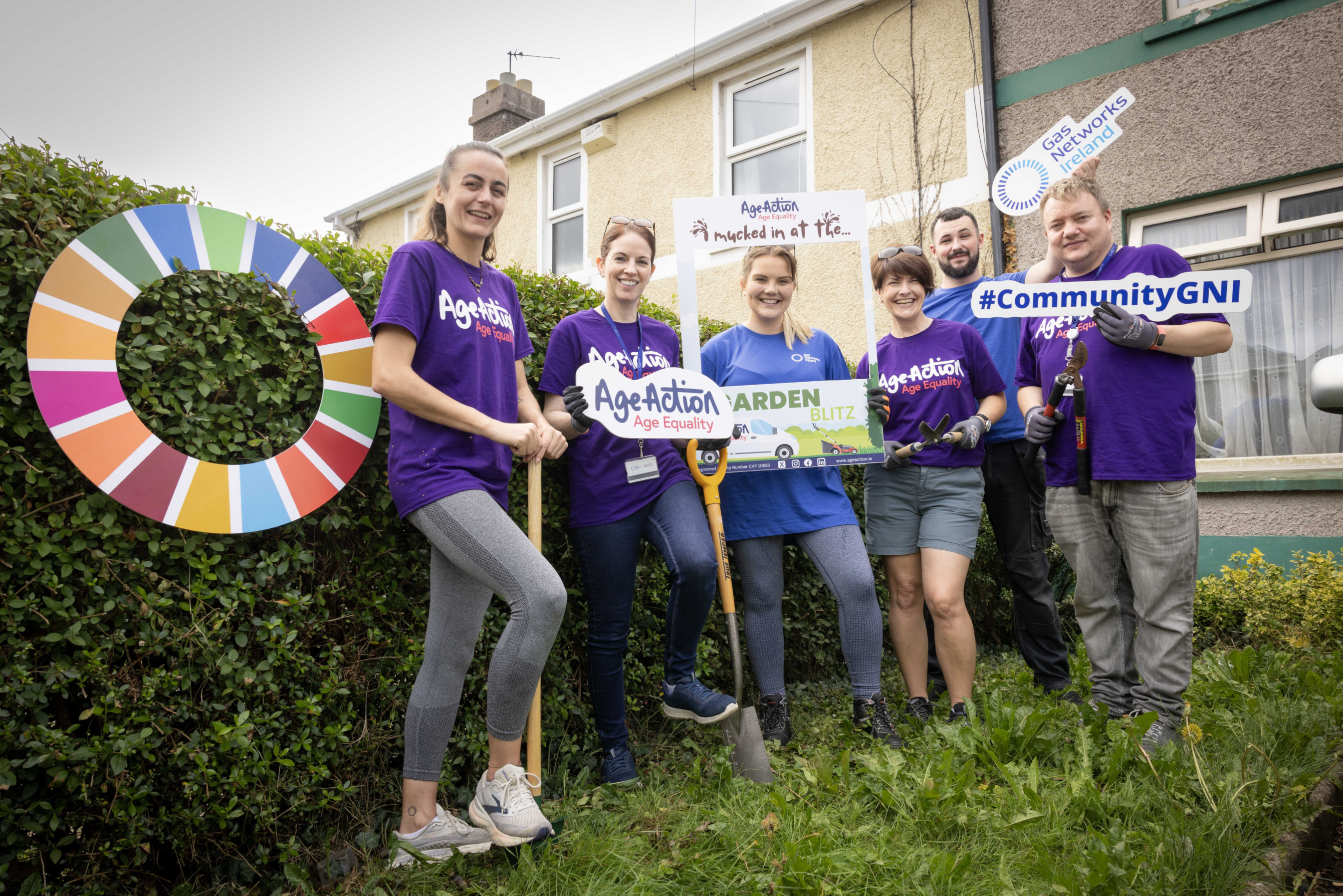 Gas Networks Ireland employees taking part in a gardening blitz alongside their charity partner Age Action Ireland